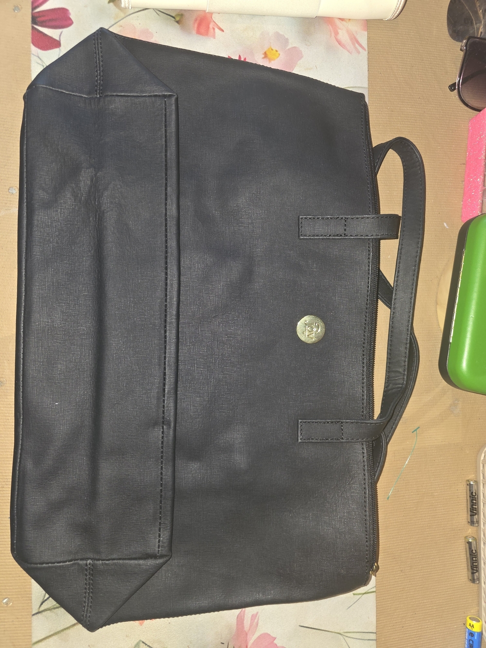 Joy Mangano Black Tote Bag with Gold Accent